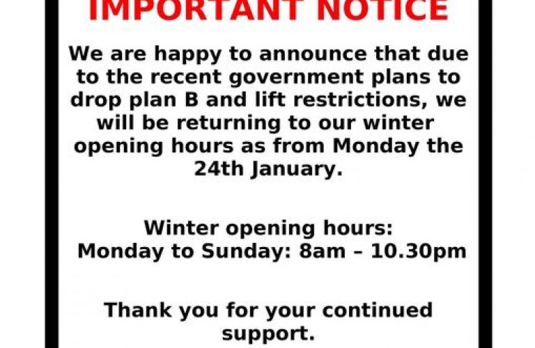Opening Hours at the Ace!
